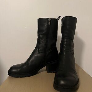 Steve Madden Black Leather Chunky Boots
